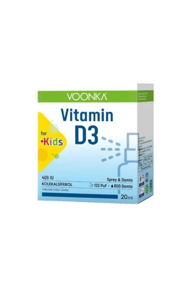 VOONKA Vitamin D3 For Kids 400 IU Sprey & Damla 20 Ml 8683655089235