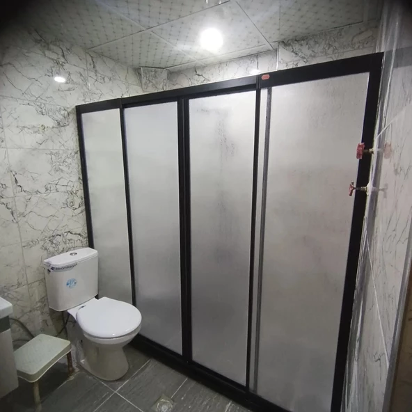 Teknesiz Duşakabin Siyah Profil Plastik Camlı ND422