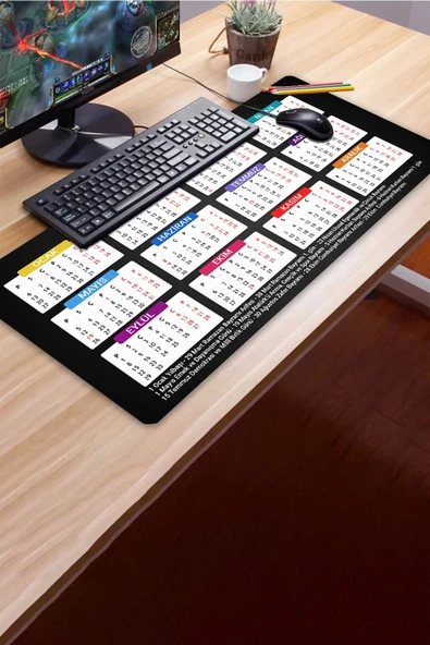 SonicTouch UltraGrand 2025 Takvimi Calender Xxl Gamer Oyuncu Siyah Renkli Sıvı Geçirmez Klavye Mouse Pad 40x90Cm - 3