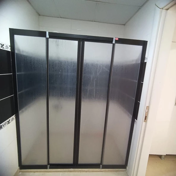 Teknesiz Duşakabin Siyah Profil Plastik Camlı ND422 - 2