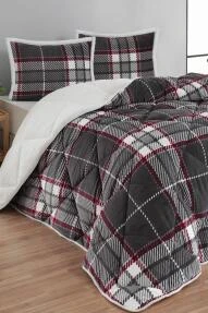 Merinos Comforter 3 PArça Yorgan Seti220x240cm Anna Gri - Resim 2