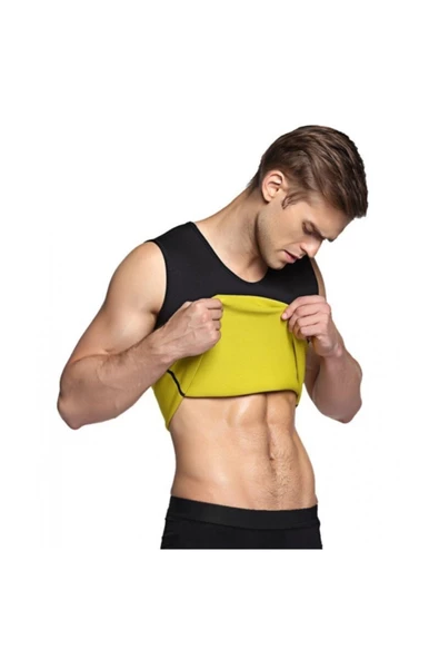 %100 Gerçek Doğal Neopren Erkek Termal Terleten Sauna Atlet Korse Erkek Zayıflama Atleti - 6