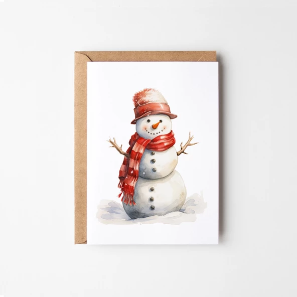 8’li Kardan Adam Kartpostal Seti, Mutlu Yıllar Kartı, Yeni Yıl Kartı, Yılbaşı Kartı - 5