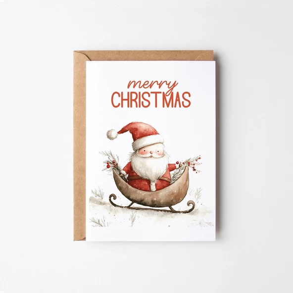 8’li Yılbaşı Noel Baba Kartpostal Seti, Mutlu Yıllar Kartı, Yeni Yıl Kartları - 5