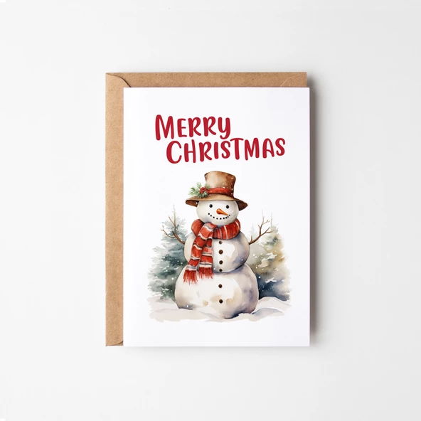 8’li Kardan Adam Kartpostal Seti, Mutlu Yıllar Kartı, Yeni Yıl Kartı, Yılbaşı Kartı - 4