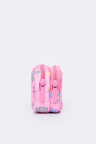 United Colors Of Benetton Çok Gözlü Kalemlik İki Bölmeli Kalem Kutusu Pembe 13037 - Resim 3