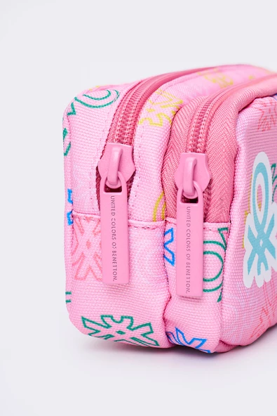 United Colors Of Benetton Çok Gözlü Kalemlik İki Bölmeli Kalem Kutusu Pembe 13037 - Resim 4