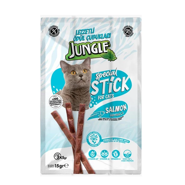 Jungle Kedi Stick Somonlu Kedi Ödül Maması 3 X 5 Gr