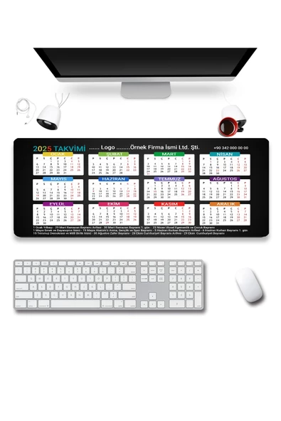 SonicTouch UltraGrand 2025 Takvimi Kişiye Firmaya Özel Promosyon Xxl Sıvı Geçirmez Masa Üstü Klavye Mouse Pad 40x90Cm - 2