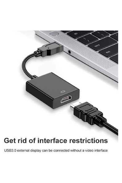 USB 3.0 To HDMI Çevirici Dönüştürücü Kablo Adaptör - 2
