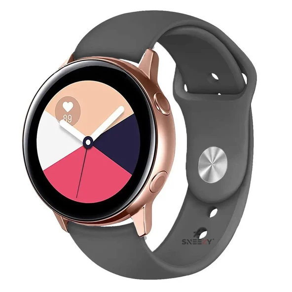 Samsung Galaxy Watch 6 – Classic 40-43-44-47mm Uyumlu 20mm PureLux Soft Silikon Kordon  Koyu Gri