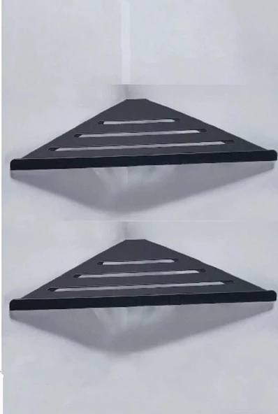 Metal Banyo/mutfak Düzenleyici Organizer Köşe Şampuan Rafı Siyah - 3