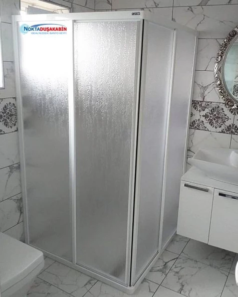 Teknesiz Plastik Mika Camlı Kare Duşakabin ND404 - 4