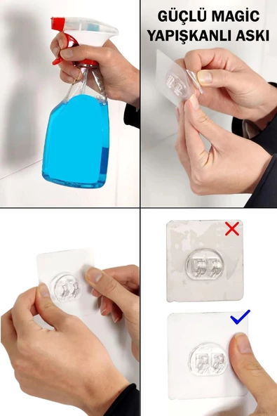 Askılı Dikdörtgen Banyo Rafı, Yapışkanlı Banyo Askısı, Banyo Organizer - 2