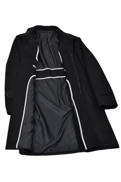 Erkek Siyah Kaşe Kaban  99549 BGL-ST04163 - Resim 5