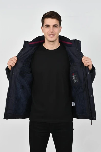 Erkek Kapüşonlu İç Kürklü Spor Mont 99526 BGL-ST04171 - Resim 12