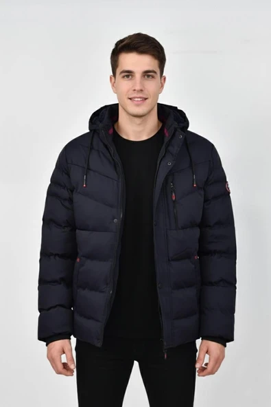 Erkek Kapüşonlu İç Kürklü Spor Mont 99526 BGL-ST04171 - Resim 3