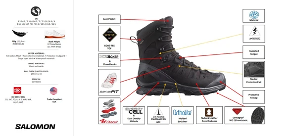 Salomon Lowa Gore-Tex® Su Geçirmez Tactical Bot Özel Kuvvetler Askeri Botu Erkek Bot - 5