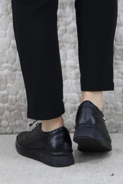 Mehmet Mete 3224 Comfort Lastik Bağçıklı Yumuşak Hakiki Deri Kadın Ayakkabı - Resim 4