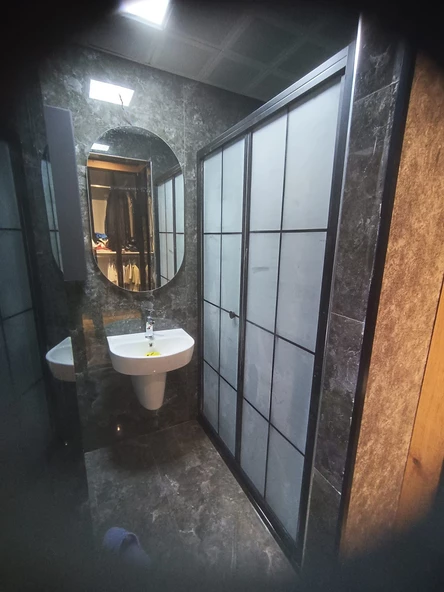 Teknesiz Düz Duşakabin Mika Camlı Karolaj Desenli - 2