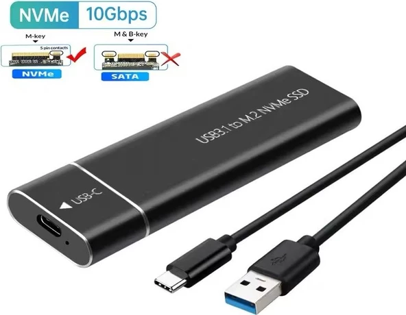 BS-M2 USB 3.1 Type-C To Pcı-E Express Nvme SSD M.2 M-Key Hard Disk Kutusu - 3