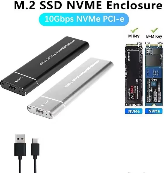BS-M2 USB 3.1 Type-C To Pcı-E Express Nvme SSD M.2 M-Key Hard Disk Kutusu - 5