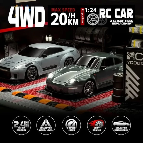 Nissan GTR 1:24 Drift 4X4 Şarjlı RC Uzaktan Kumandalı 20 Km/s Hızında Hediyelik Oyuncak - 4