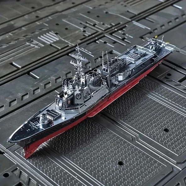 Burke Sınıfı Destroyer, Metal DIY Montajlı Model, Üç Boyutlu Bulmaca, El Yapımı El Sanatları Dekorasyonu - 2