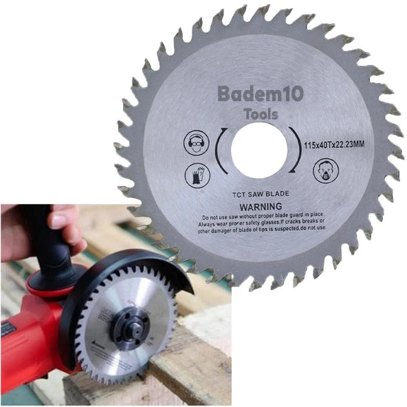 Daire Testere Bıçağı Ağaç Odun Ahşap Sunta Kesme Testeresi 115 mm 40 Diş + Matkap Aparatı - 4