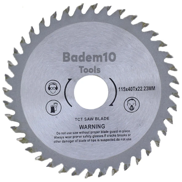 Daire Testere Bıçağı Ağaç Odun Ahşap Sunta Kesme Testeresi 115 mm 40 Diş + Matkap Aparatı - 6