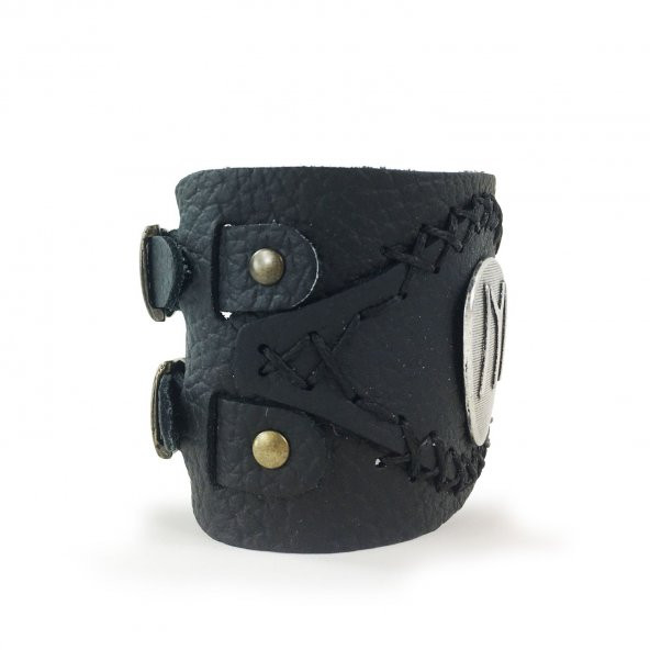 Shark Anatolia İYİ Tamgalı Deri Bileklik Siyah - 2