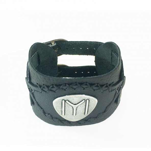 Shark Anatolia İYİ Tamgalı Deri Bileklik Siyah - 4