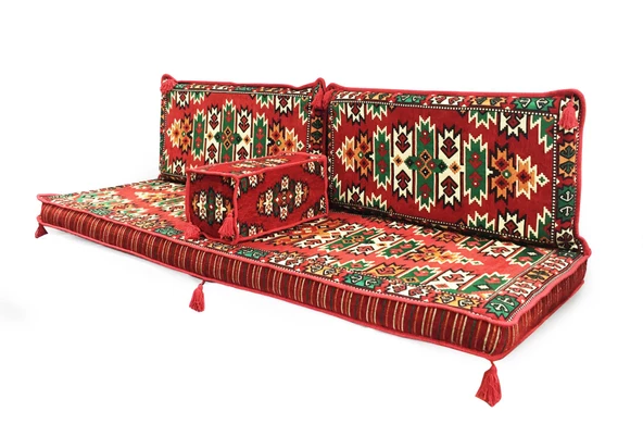 Shark Anatolia Apaçi Şark Köşesi İkili Sedir Takımı Kırmızı - 3