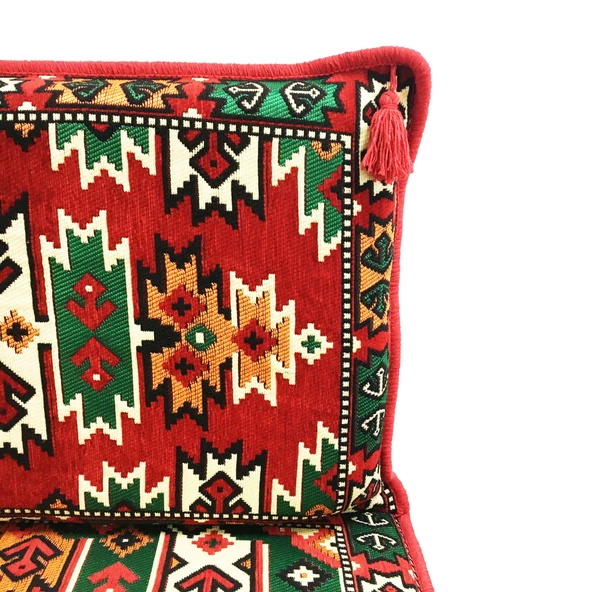 Shark Anatolia Apaçi Şark Köşesi İkili Sedir Takımı Kırmızı - 6