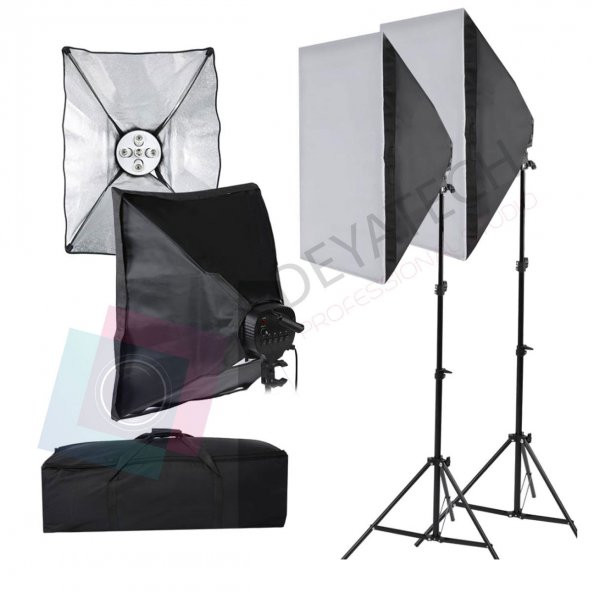 Softbox 50x70cm Paraflaş 5 Duylu Sürekli Işık 2 li Set - 2