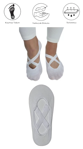 1 Adet Bayan Kaydırmaz Tabanlı Yoga Pilates Fitness Dans ve Spor Çorabı - 9