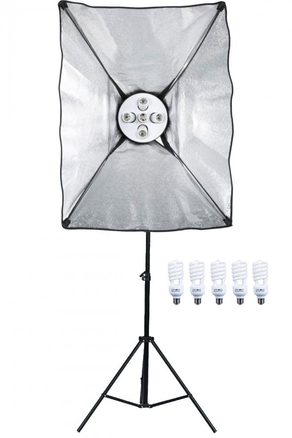 Deyatech Softbox 50X70 Paraflaş 5 Duylu Sürekli Işık 200cm Ayak