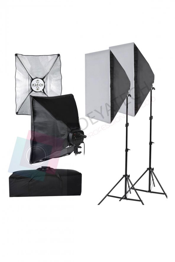 Deyatech Paraflaşh Softbox 50X70cm 5 Duylu 2li Video Kit 10 Adet 20 Watt Led Lamba - 2