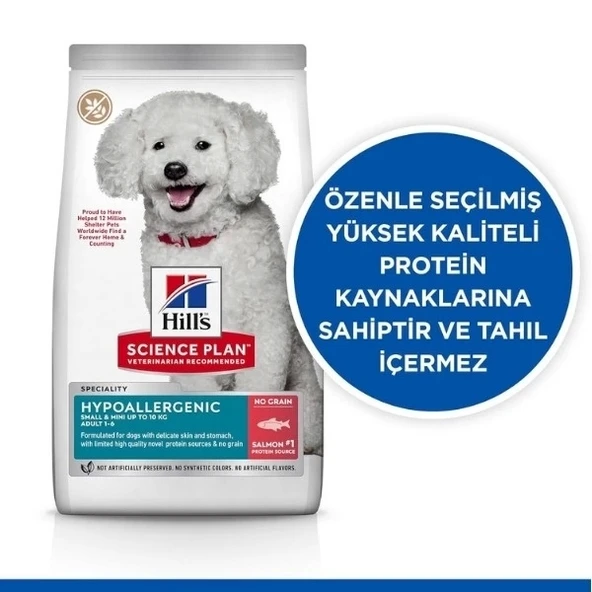 Hill's Science Plan Hypoallergenic Somonlu Mini Irk Tahılsız Yetişkin Köpek Maması 6 Kg - 2