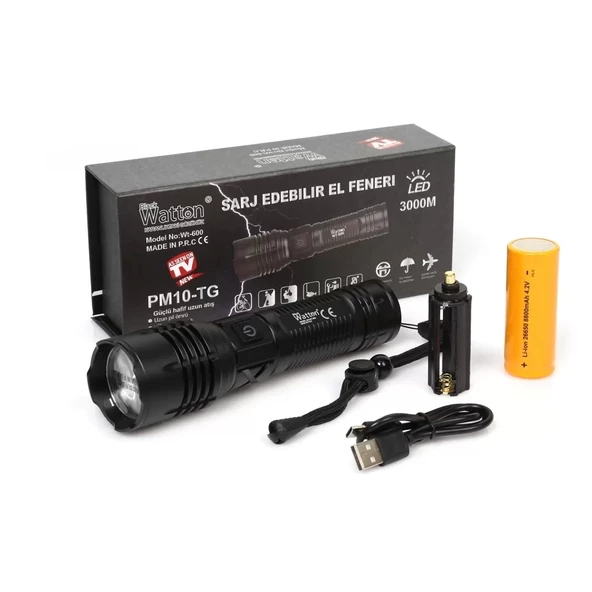 3000 Lümen  Güçlü El Feneri  Wt-600 ürün görseli