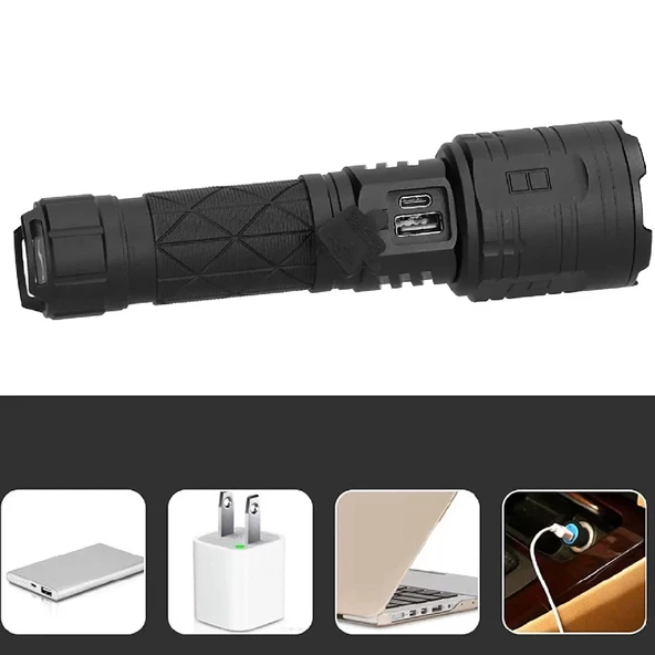 3000 Lümen Güçlü El Feneri  Wt-604 - Resim 3