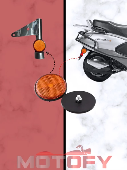 MOTOSİKLET YUVARLAK TURUNCU REFLEKTÖR 6 CM - Resim 2