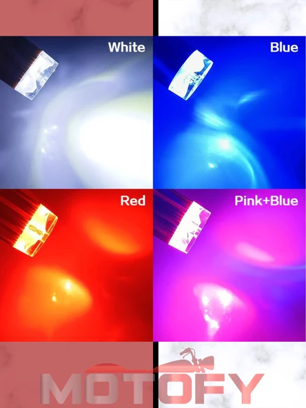 Yeni Nesil Motosiklet Far Ampülü Mavi Kırmızı Ambiyans Modlu Çakarlı H4 Tip Duylu Led Ampül - Resim 3