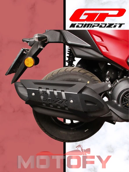 GP Kompozit Yamaha RayZR 2024 Uyumlu Egzoz Koruma Kapağı Siyah - Resim 5
