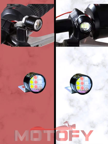 MERCEKLİ MAVİ KIRMIZI BEYAZ AYNA MONTAJLI MOTOSİKLET ULTRA GÜÇLÜ GÜNDÜZ LEDİ - POWER LED (2 ADET) - Resim 2