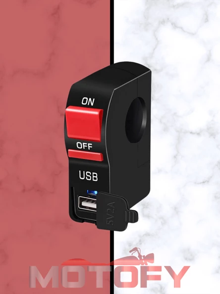 MOTOSİKLET SİS FARI AÇ KAPA DÜĞMESİ KIRMIZI BUTONU - GİDONA TAKILABİLİR USB ŞARJ DESTEKLİ-GİRİŞLİ ürün görseli