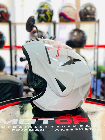 VİRTUE ÇENE AÇILIR GÜNEŞ VİZÖRLÜ ECE 22.05 GÜVENLİK SERTİFİKALI KASK BEYAZ XLARGE XL - Resim 2