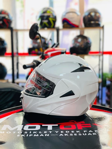 VİRTUE ÇENE AÇILIR GÜNEŞ VİZÖRLÜ ECE 22.05 GÜVENLİK SERTİFİKALI KASK BEYAZ XLARGE XL ürün görseli