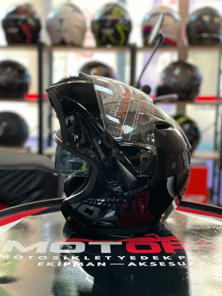 VİRTUE ÇENE AÇILIR GÜNEŞ VİZÖRLÜ ECE 22.05 GÜVENLİK SERTİFİKALI KASK SİYAH LARGE L - Resim 2