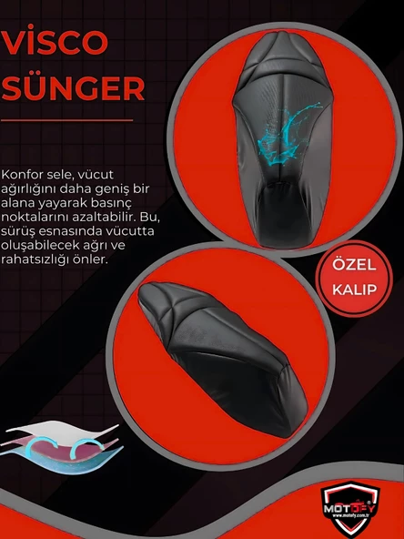 HONDA PCX 125 /150  2014-2025 UYUMLU MOTOSİKLET KONFOR SELE KILIFI VİSCO SÜNGER - Resim 3